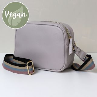 Dusk Pink Vegan Leather Camera Bag with Striped Strap by Peace of Mind